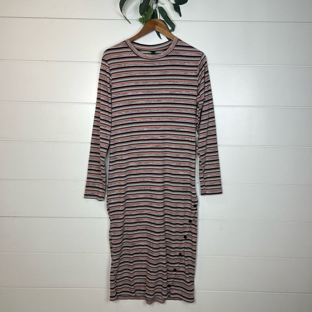 Wild Fable Multi Color Knit Midi Dress with Long Sleeves - Size XL